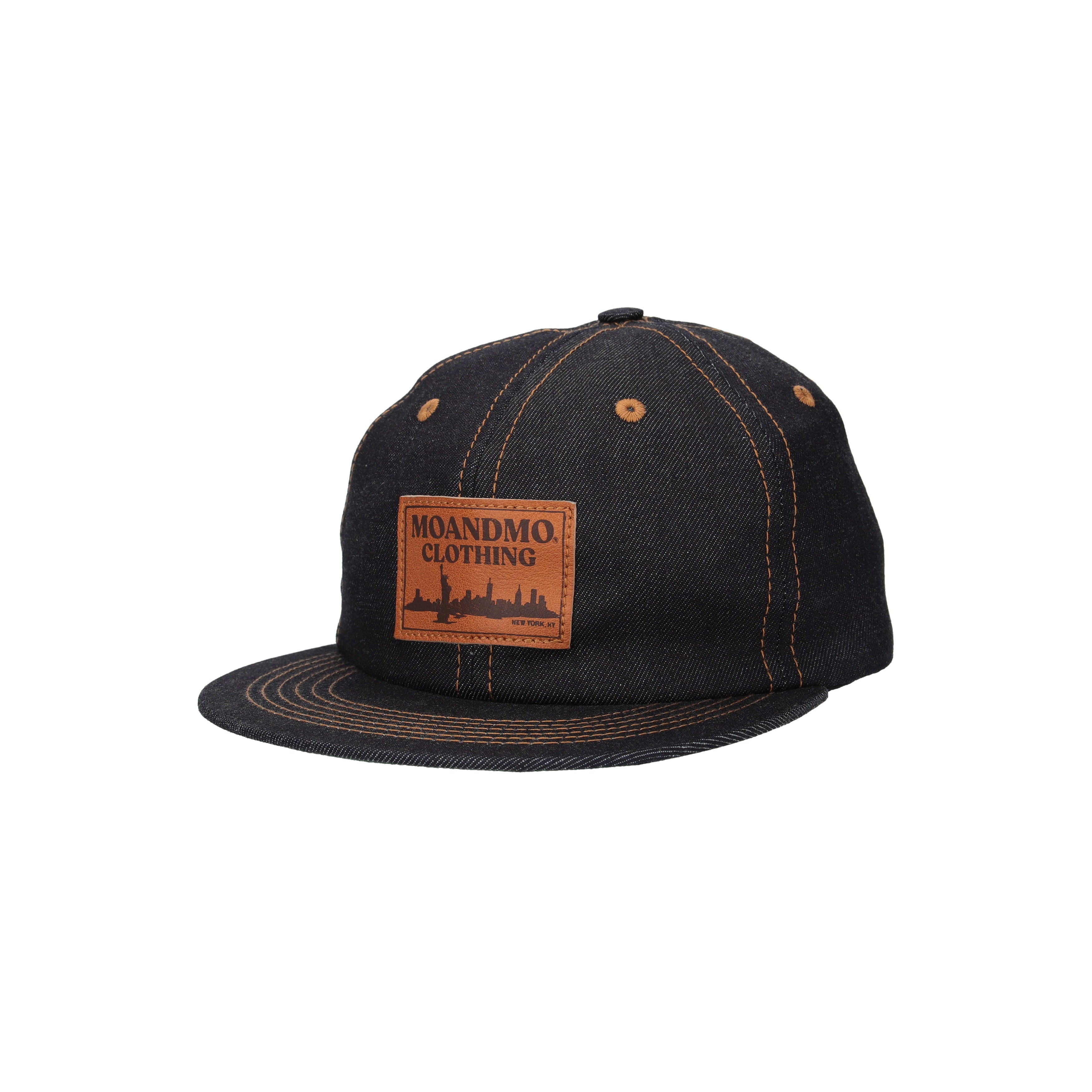 LEATHER PATCH DENIM TRUCKER CAP / INDIGO