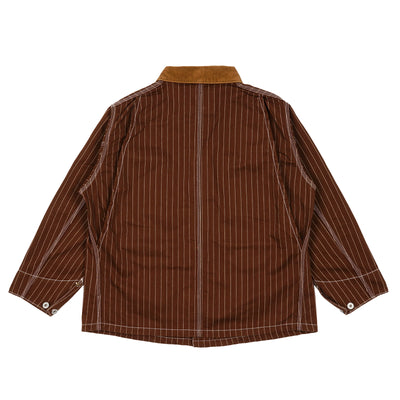 PINSTRIPED CHORE JACKET / BROWN