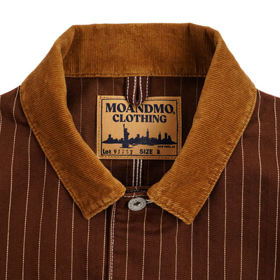 PINSTRIPED CHORE JACKET / BROWN