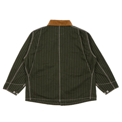 PINSTRIPED CHORE JACKET / DARK GREEN