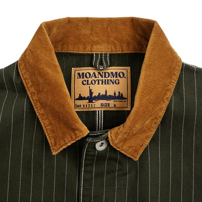 PINSTRIPED CHORE JACKET / DARK GREEN