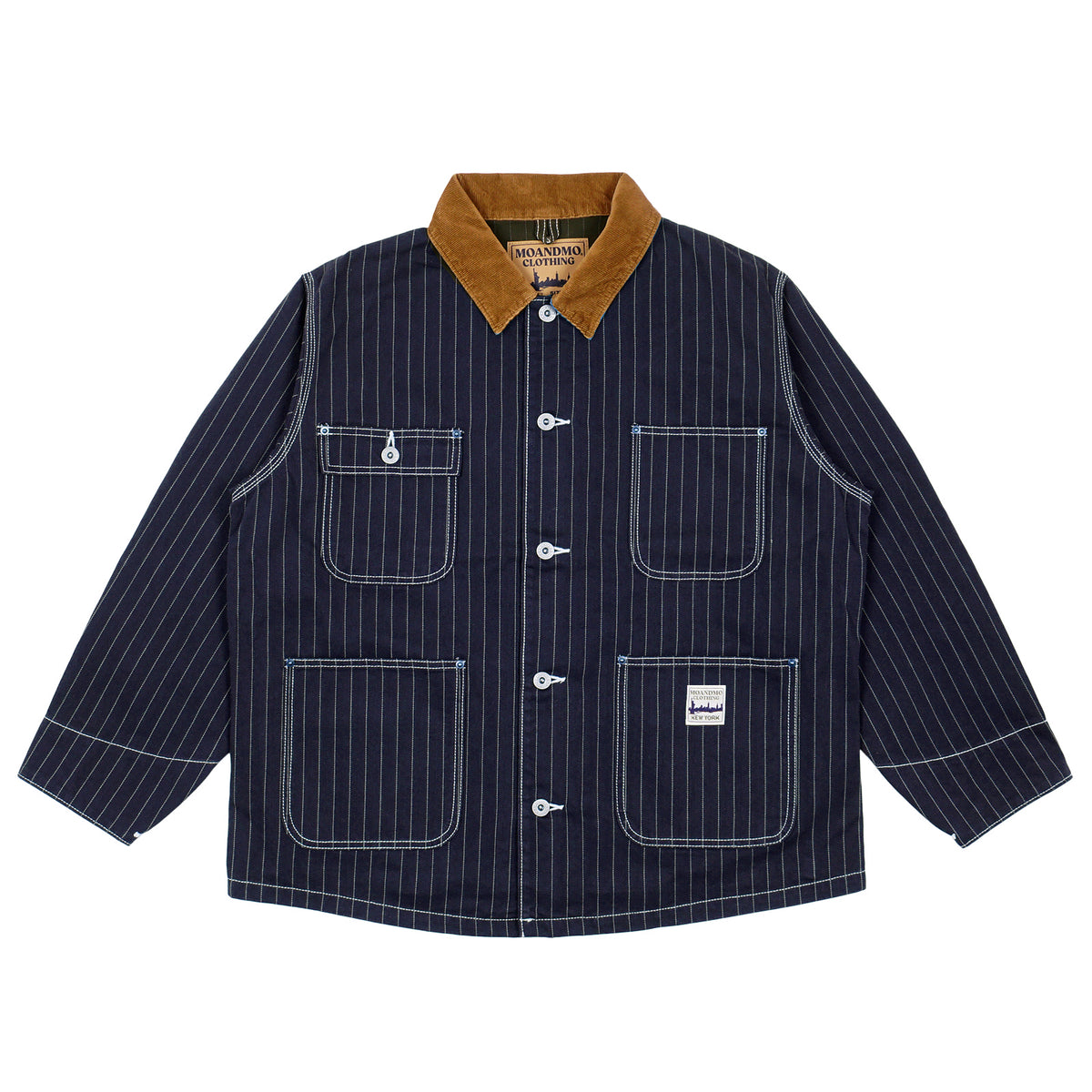 PINSTRIPED CHORE JACKET / DARK NAVY