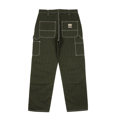 PINSTRIPED DOUBLE KNEE PANTS / DARK GREEN